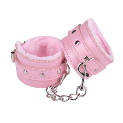 Faux Leather Pink Fluffy Handcuffs