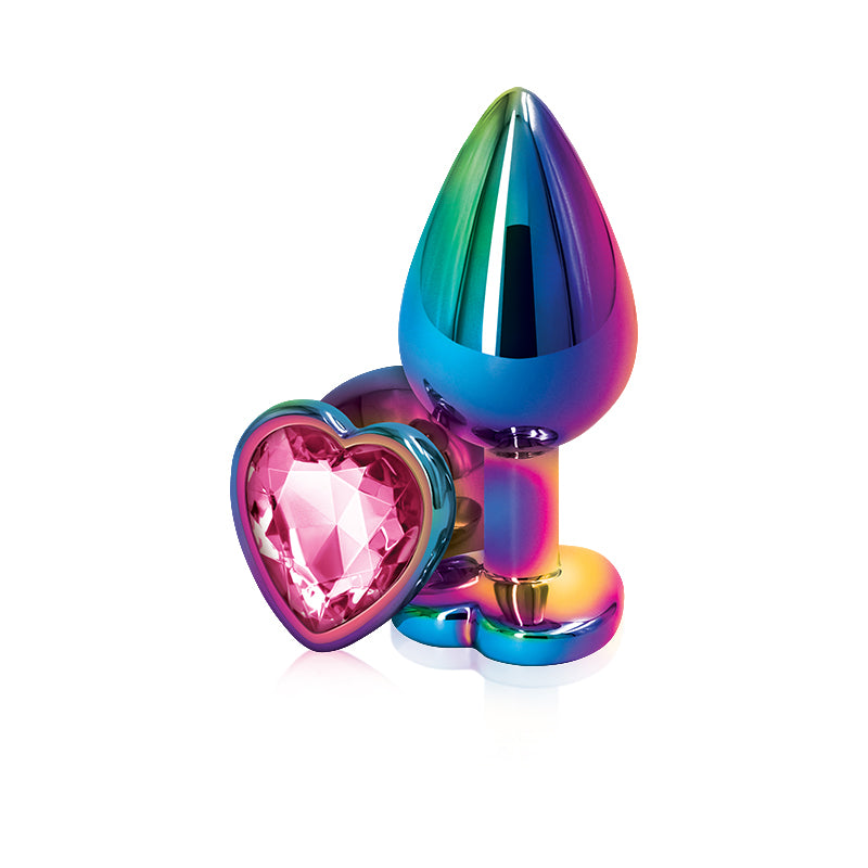 Small Rainbow Pink Heart Gem Butt Plug