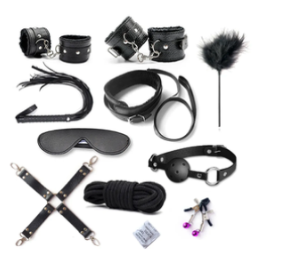 Black 10-Piece BDSM Kit