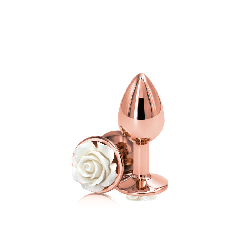 Small Rose Gold Cream Flower Butt Plug